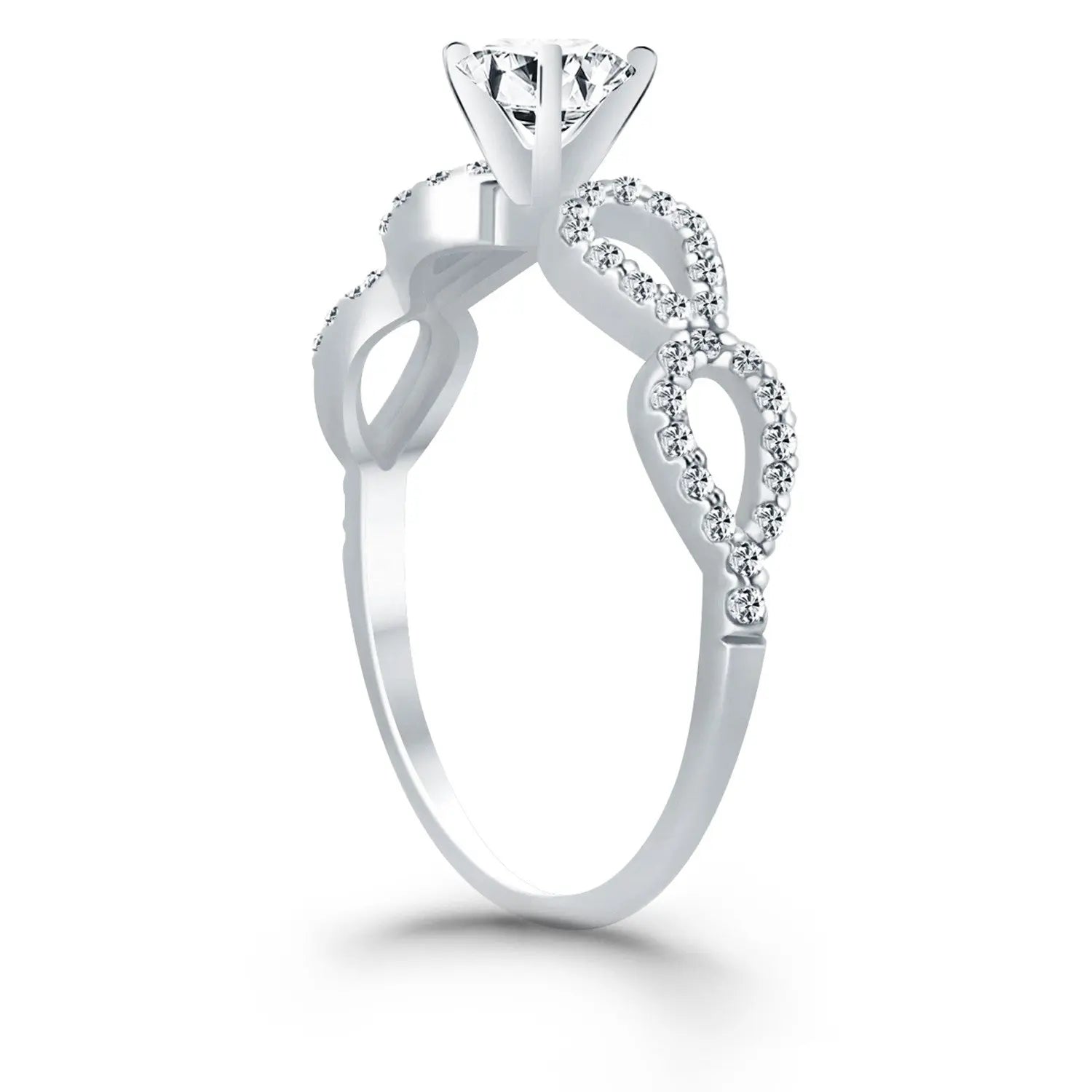 14k White Gold Double Infinity Diamond Engagement Ring RCJ Rings  CELESTIA LUXE JEWELLERS