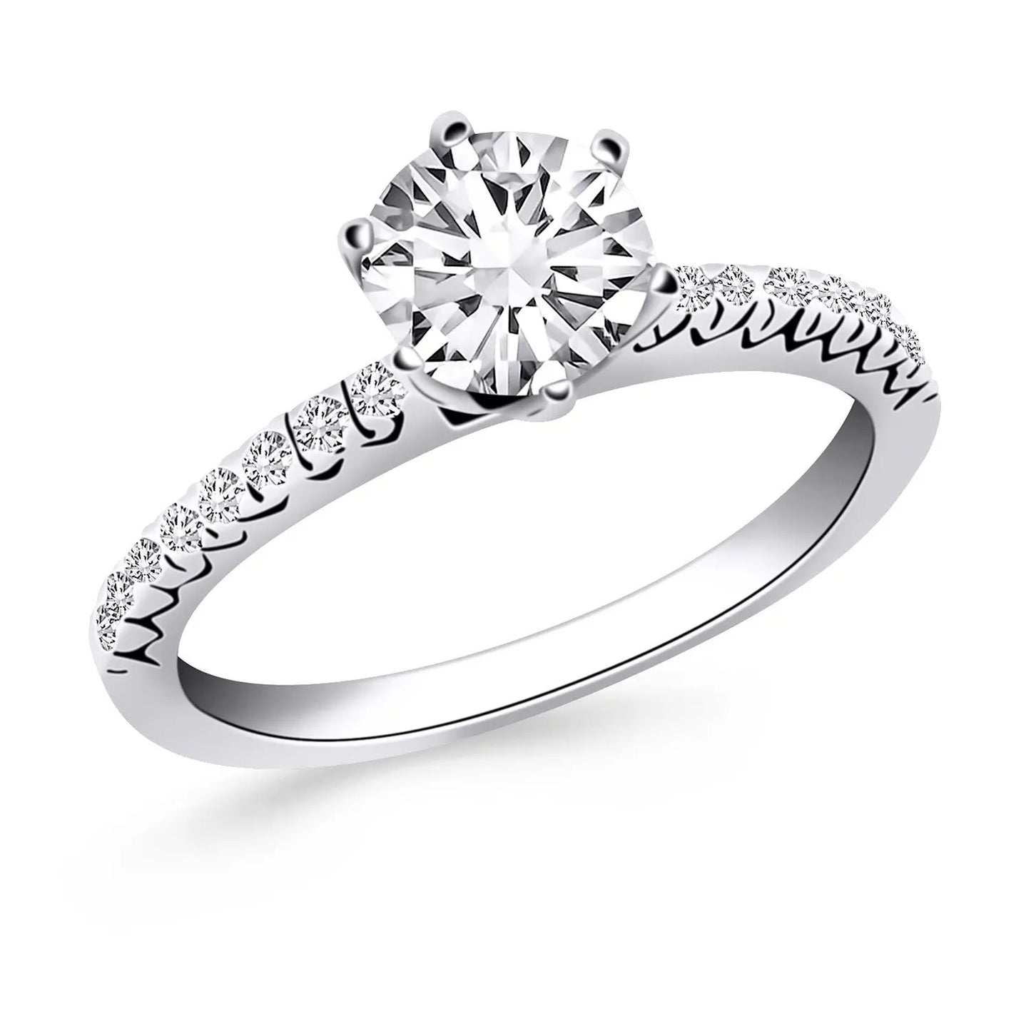 14k White Gold Engagement Ring with Fishtail Diamond Accents RCJ Rings  CELESTIA LUXE JEWELLERS