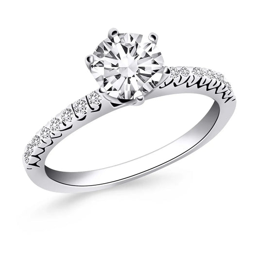 14k White Gold Engagement Ring with Fishtail Diamond Accents RCJ Rings  CELESTIA LUXE JEWELLERS