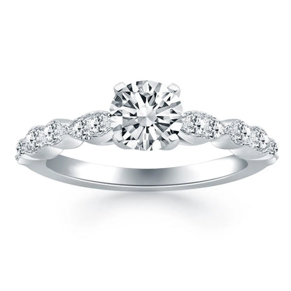 14k White Gold Fancy Shaped Diamond Engagement Ring RCJ Rings  CELESTIA LUXE JEWELLERS