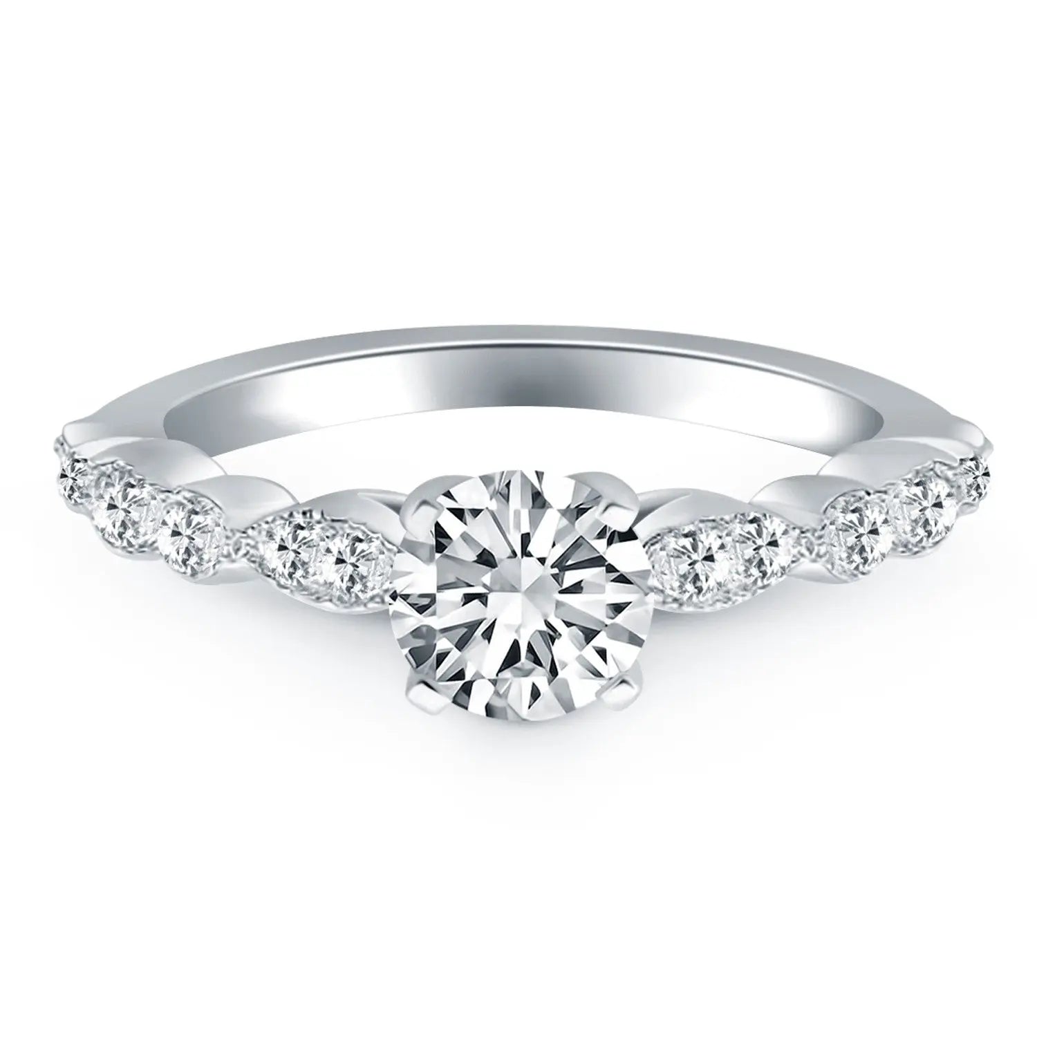 14k White Gold Fancy Shaped Diamond Engagement Ring RCJ Rings  CELESTIA LUXE JEWELLERS