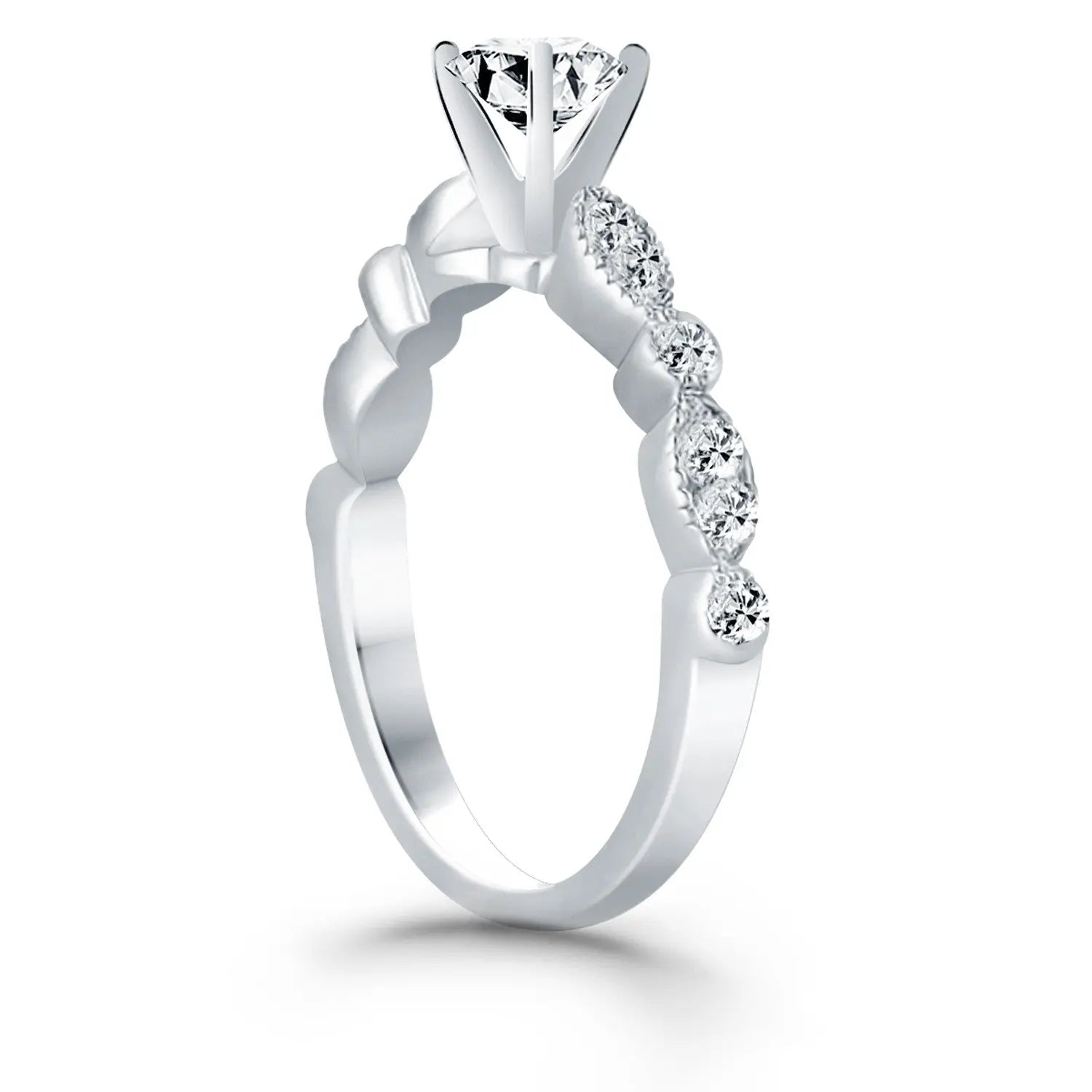 14k White Gold Fancy Shaped Diamond Engagement Ring RCJ Rings  CELESTIA LUXE JEWELLERS