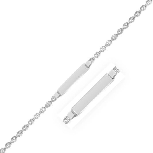 14k White Gold Figaro Chain Fancy Childrens ID Bracelet (3.30 mm) RCJ Bracelets  CELESTIA LUXE JEWELLERS