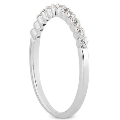 14k White Gold Floating Diamond Single Shared Prong Wedding Ring Band RCJ Rings  CELESTIA LUXE JEWELLERS