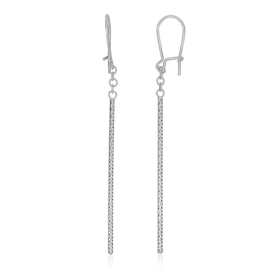 14k White Gold Long Bar Diamond Cut Drop Earrings RCJ Earrings  CELESTIA LUXE JEWELLERS
