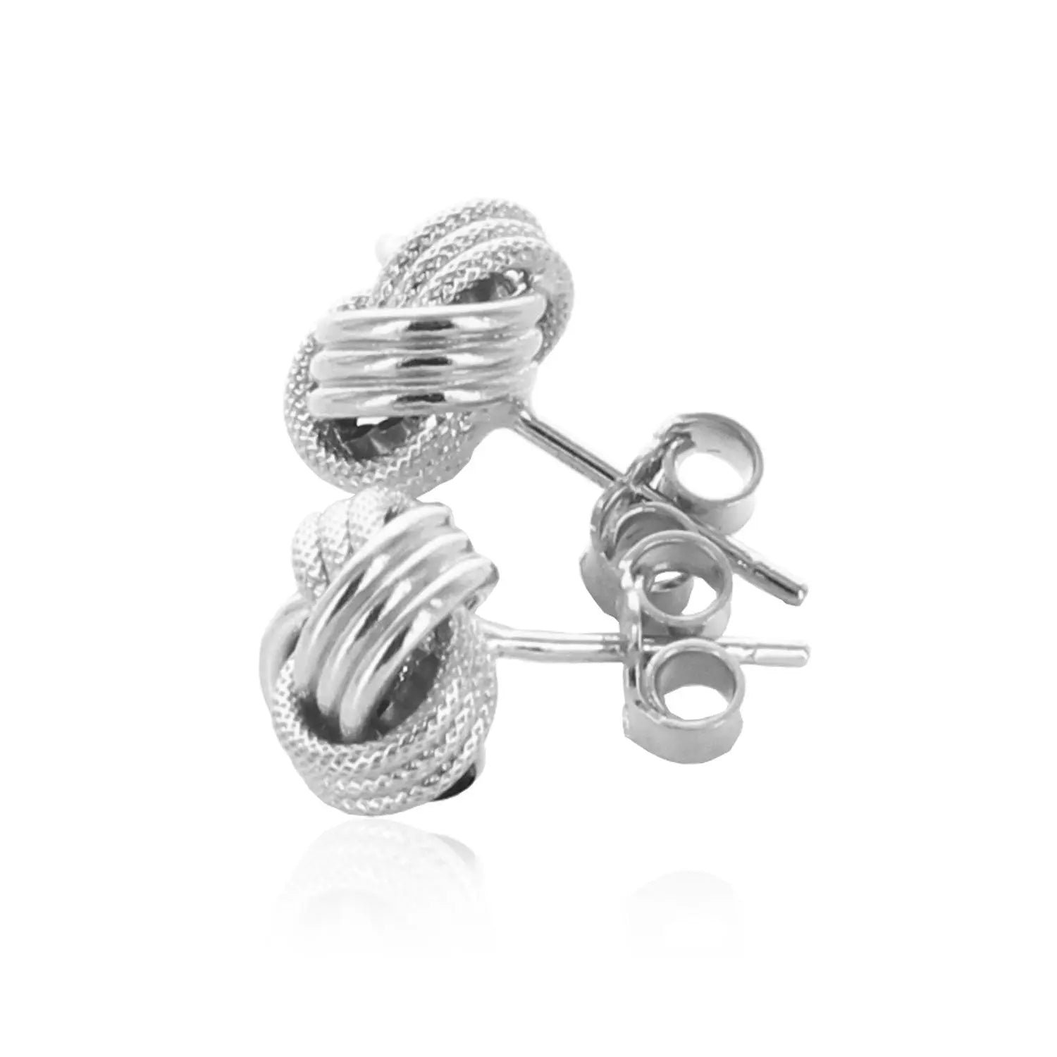 14k White Gold Love Knot with Ridge Texture Earrings RCJ Earrings  CELESTIA LUXE JEWELLERS