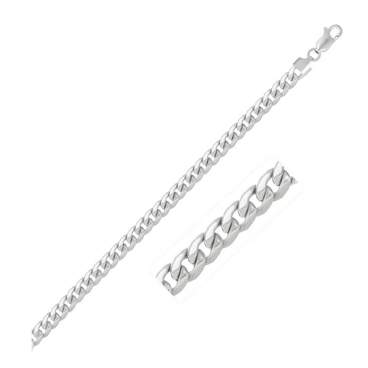 14k White Gold Miami Cuban Semi Solid Bracelet (5.50 mm) RCJ Bracelets  CELESTIA LUXE JEWELLERS