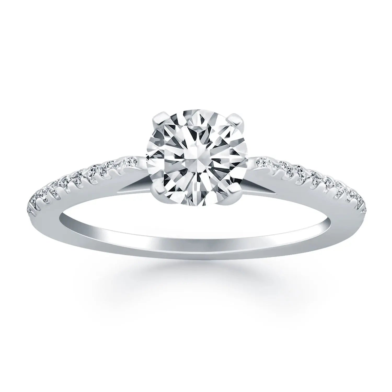 14k White Gold Micro Prong Diamond Cathedral Engagement Ring RCJ Rings  CELESTIA LUXE JEWELLERS