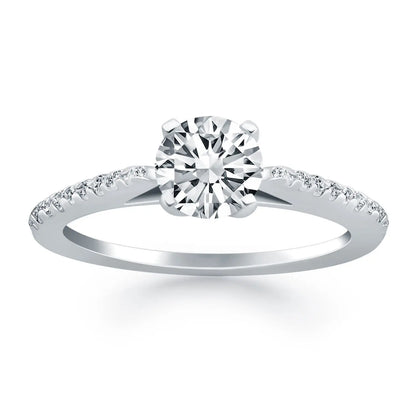 14k White Gold Micro Prong Diamond Cathedral Engagement Ring RCJ Rings  CELESTIA LUXE JEWELLERS