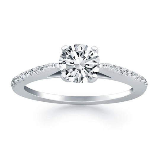 14k White Gold Micro Prong Diamond Cathedral Engagement Ring RCJ Rings  CELESTIA LUXE JEWELLERS