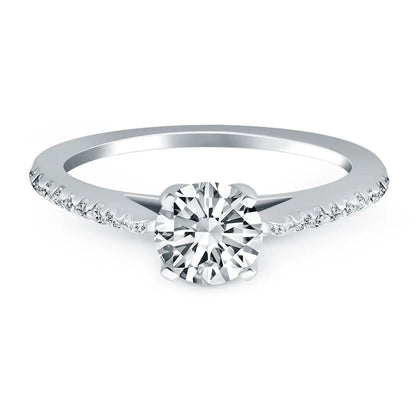 14k White Gold Micro Prong Diamond Cathedral Engagement Ring RCJ Rings  CELESTIA LUXE JEWELLERS