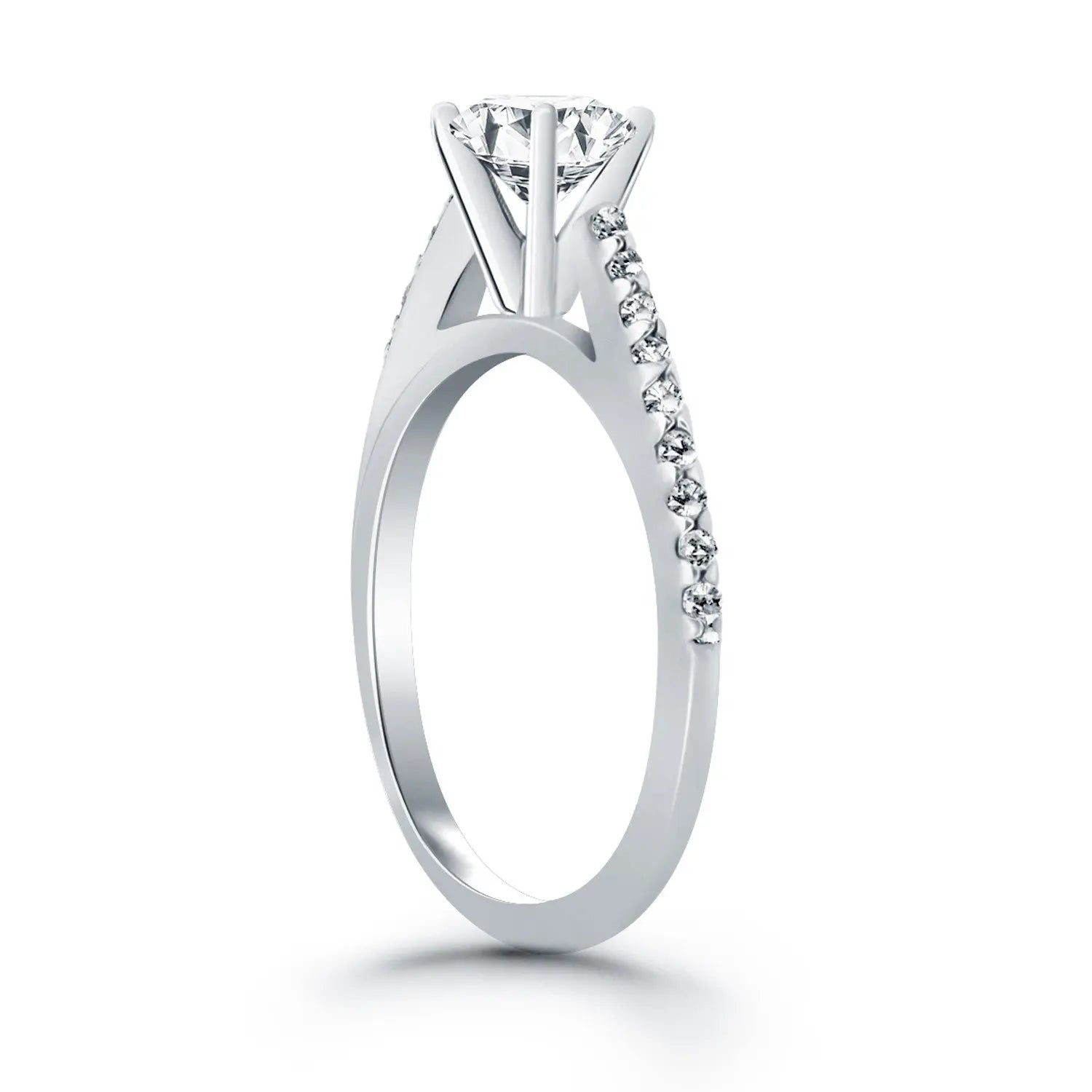 14k White Gold Micro Prong Diamond Cathedral Engagement Ring RCJ Rings  CELESTIA LUXE JEWELLERS