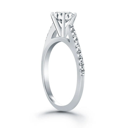 14k White Gold Micro Prong Diamond Cathedral Engagement Ring RCJ Rings  CELESTIA LUXE JEWELLERS