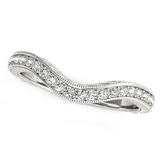 14k White Gold Milgrained Baroque Curved Diamond Wedding Ring (1/6 cttw) RCJ Rings  CELESTIA LUXE JEWELLERS