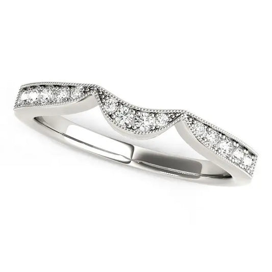 14k White Gold Milgrained Curved Wedding Diamond Band (1/6 cttw) RCJ Rings  CELESTIA LUXE JEWELLERS