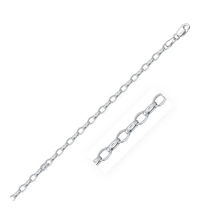 14k White Gold Oval Rolo Bracelet  (3.20 mm) RCJ Bracelets  CELESTIA LUXE JEWELLERS