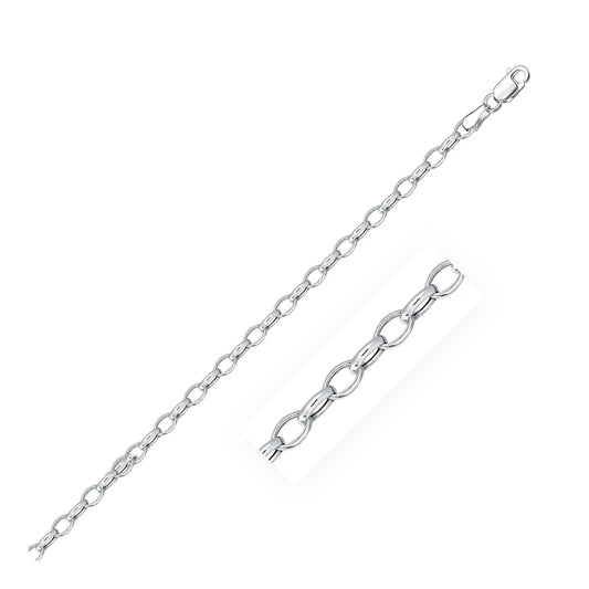 14k White Gold Oval Rolo Bracelet  (3.20 mm) RCJ Bracelets  CELESTIA LUXE JEWELLERS