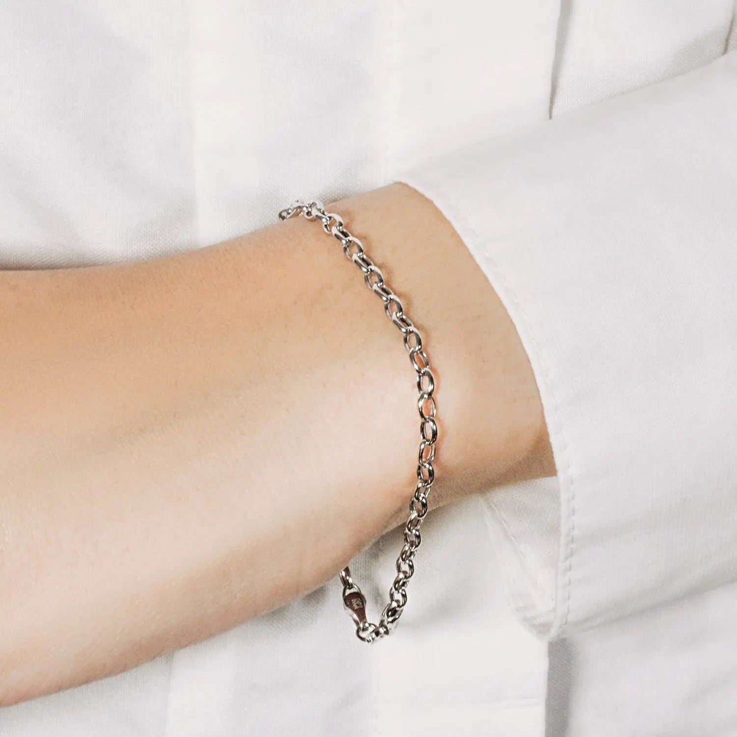 14k White Gold Oval Rolo Bracelet  (3.20 mm) RCJ Bracelets  CELESTIA LUXE JEWELLERS