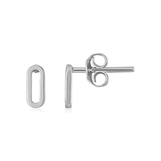 14k White Gold Paperclip Link Stud Earrings RCJ Earrings  CELESTIA LUXE JEWELLERS