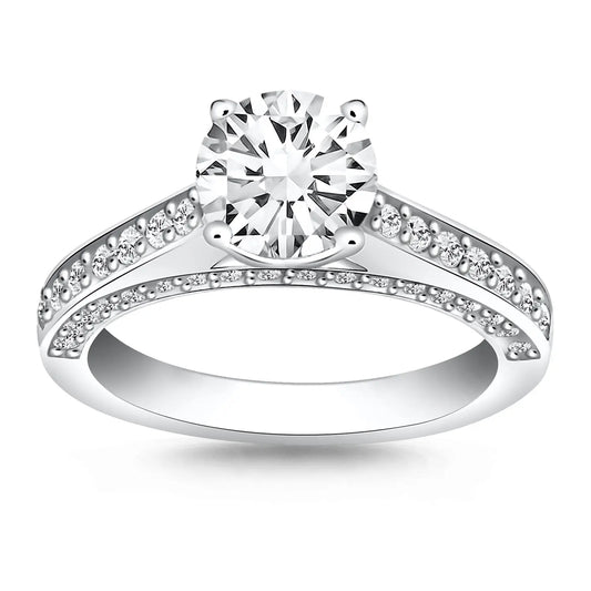 14k White Gold Pave Diamond Cathedral Engagement Ring RCJ Rings  CELESTIA LUXE JEWELLERS
