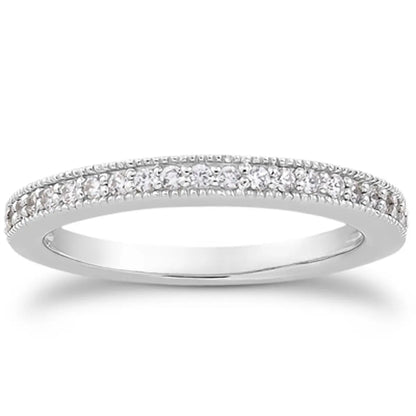 14k White Gold Pave Diamond Milgrain Wedding Ring Band Set 1/2 Around RCJ Rings  CELESTIA LUXE JEWELLERS