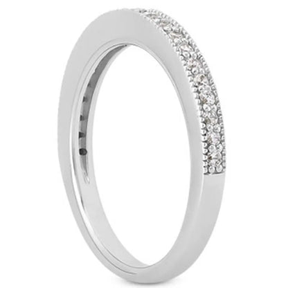 14k White Gold Pave Diamond Milgrain Wedding Ring Band Set 1/2 Around RCJ Rings  CELESTIA LUXE JEWELLERS