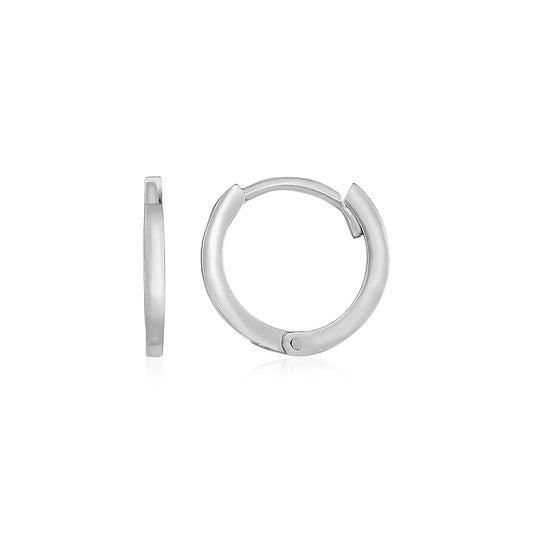 14k White Gold Petite Polished Round Hoop Earrings(1.3x11.5mm) RCJ Earrings  CELESTIA LUXE JEWELLERS
