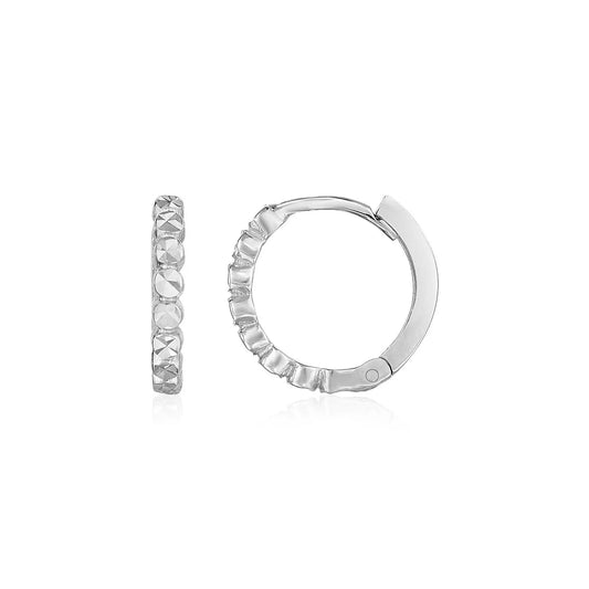 14k White Gold Petite Textured Round Hoop Earrings RCJ Earrings  CELESTIA LUXE JEWELLERS