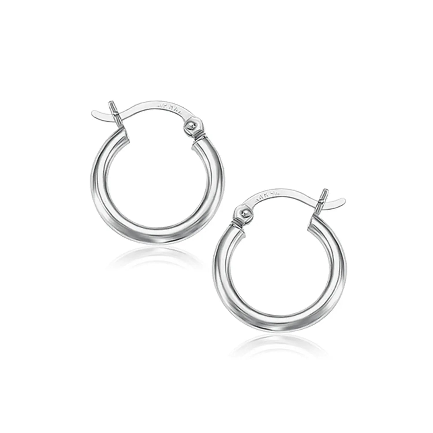 14k White Gold Polished Hoop Earrings (2x15mm) RCJ Earrings  CELESTIA LUXE JEWELLERS