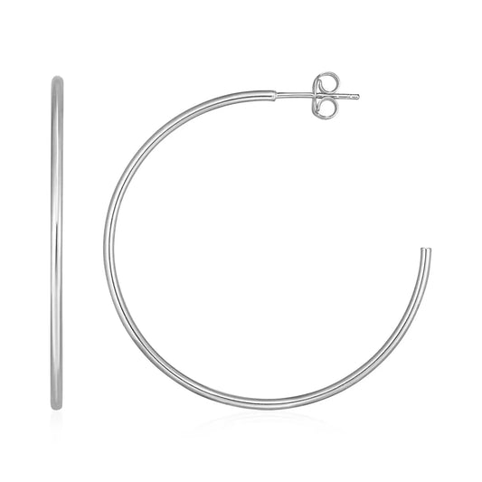 14k White Gold Polished Hoop Earrings(1.5x40mm) RCJ Earrings  CELESTIA LUXE JEWELLERS