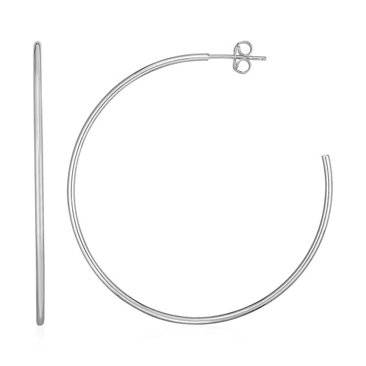 14k White Gold Polished Hoop Earrings(1.5x50mm) RCJ Earrings  CELESTIA LUXE JEWELLERS