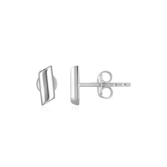 14k White Gold Polished Rectangular Post Earrings RCJ Earrings  CELESTIA LUXE JEWELLERS