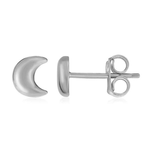 14k White Gold Post Earrings with Moons RCJ Earrings  CELESTIA LUXE JEWELLERS