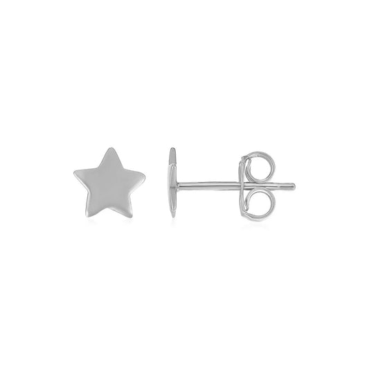 14k White Gold Post Earrings with Stars(6.5mm) RCJ Earrings  CELESTIA LUXE JEWELLERS