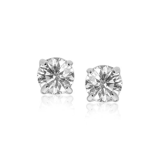 14k White Gold Round CZ Stud Earrings(8mm) RCJ Earrings  CELESTIA LUXE JEWELLERS