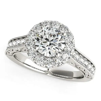 14k White Gold Round Diamond Engagement Ring with Stylish Shank (1 5/8 cttw) RCJ Rings  CELESTIA LUXE JEWELLERS