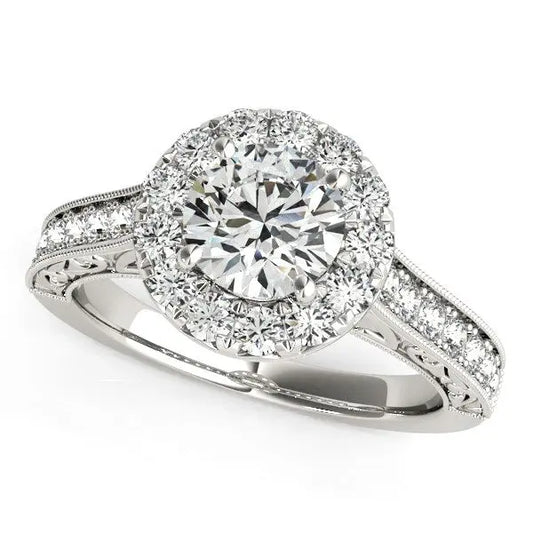 14k White Gold Round Diamond Engagement Ring with Stylish Shank (1 5/8 cttw) RCJ Rings  CELESTIA LUXE JEWELLERS
