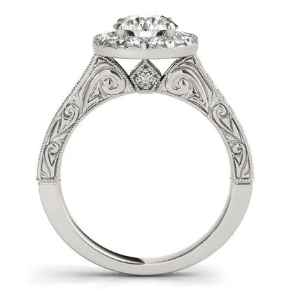 14k White Gold Round Diamond Engagement Ring with Stylish Shank (1 5/8 cttw) RCJ Rings  CELESTIA LUXE JEWELLERS