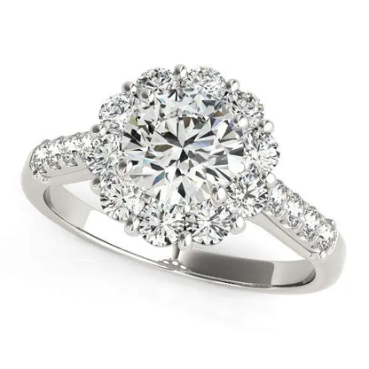 14k White Gold Round Diamond Halo Engagement Ring (2 1/2 cttw) RCJ Rings  CELESTIA LUXE JEWELLERS