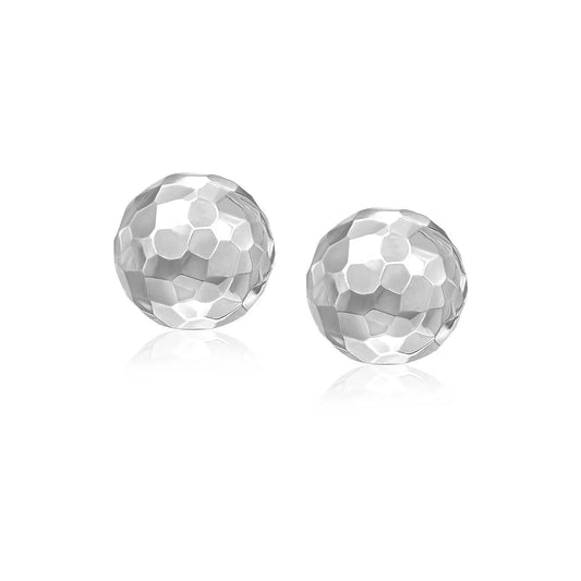 14k White Gold Round Faceted Style Stud Earrings(7mm) RCJ Earrings  CELESTIA LUXE JEWELLERS