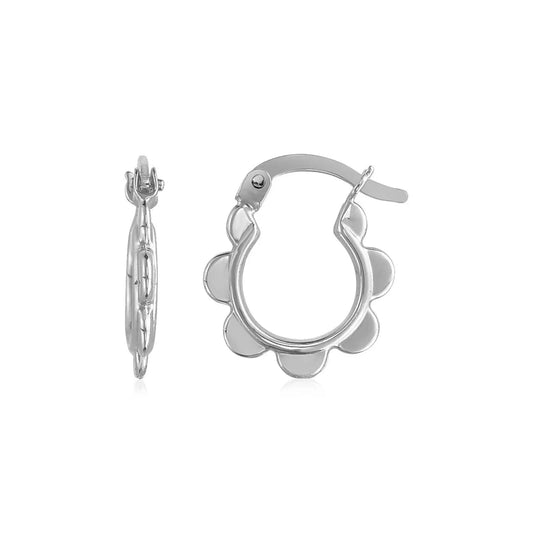 14k White Gold Scalloped Hoop Earrings RCJ Earrings  CELESTIA LUXE JEWELLERS
