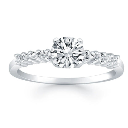 14k White Gold Shared Prong Accent Diamond Engagement Ring RCJ Rings  CELESTIA LUXE JEWELLERS