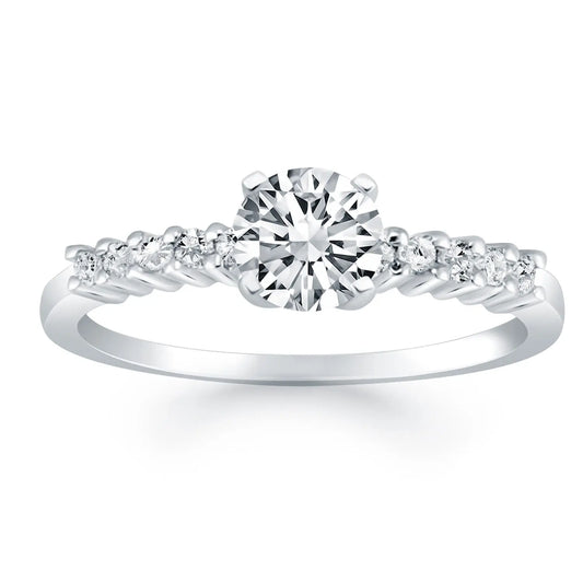 14k White Gold Shared Prong Accent Diamond Engagement Ring RCJ Rings  CELESTIA LUXE JEWELLERS