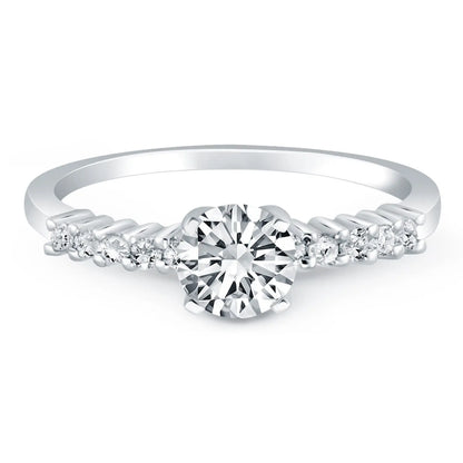 14k White Gold Shared Prong Accent Diamond Engagement Ring RCJ Rings  CELESTIA LUXE JEWELLERS