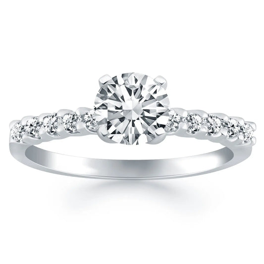 14k White Gold Shared Prong Diamond Band Accent Engagement Ring RCJ Rings  CELESTIA LUXE JEWELLERS