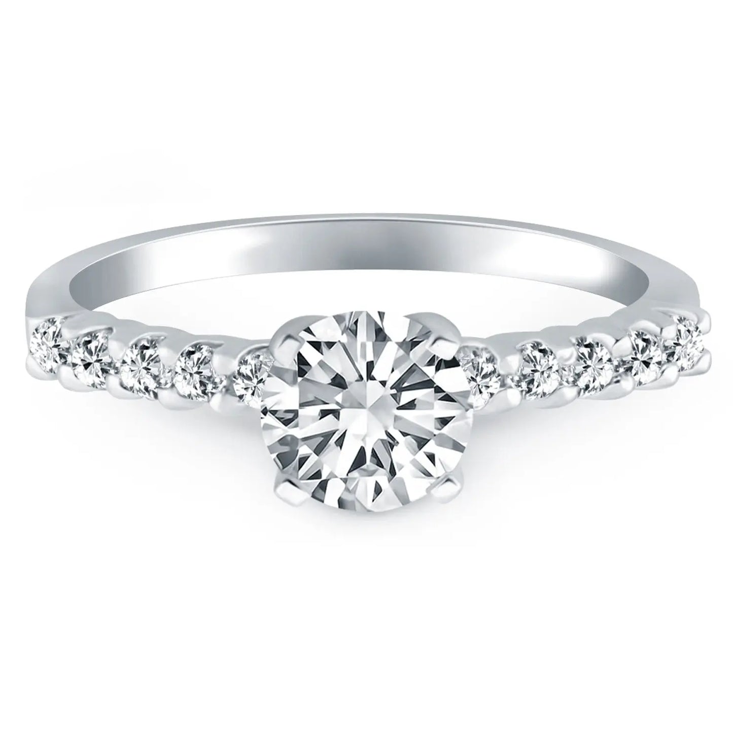 14k White Gold Shared Prong Diamond Band Accent Engagement Ring RCJ Rings  CELESTIA LUXE JEWELLERS