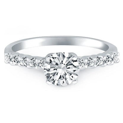 14k White Gold Shared Prong Diamond Band Accent Engagement Ring RCJ Rings  CELESTIA LUXE JEWELLERS