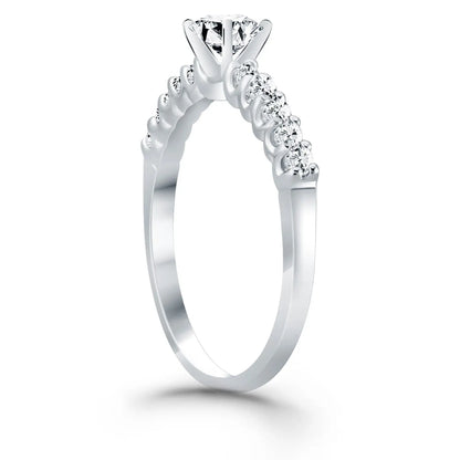14k White Gold Shared Prong Diamond Band Accent Engagement Ring RCJ Rings  CELESTIA LUXE JEWELLERS