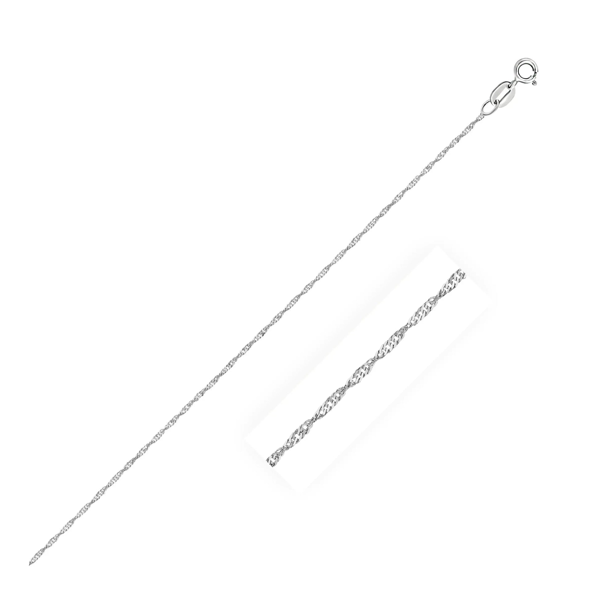 14k White Gold Singapore Chain 0.8mm (0.81 mm) RCJ Chains  CELESTIA LUXE JEWELLERS
