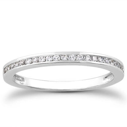 14k White Gold Slender Channel Set Diamond Wedding Ring Band Set 1/2 Around RCJ Rings  CELESTIA LUXE JEWELLERS